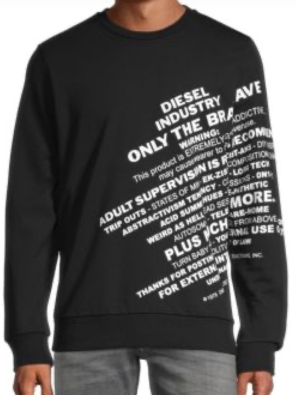 Diesel Black Sweatshirt with White Graphic Text